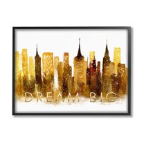 Stupell Industries Dream Big Glam City Skyline Graphic Art Black Framed Art Print Wall Art, Design by Ziwei Li