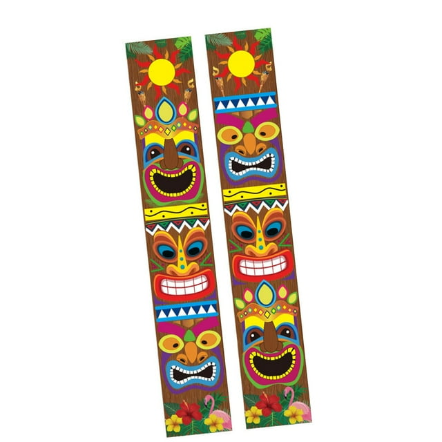 pitrice Happy Luau Party Decoration Aloha Tropical Signs Door Porch for Forest Party Couplet