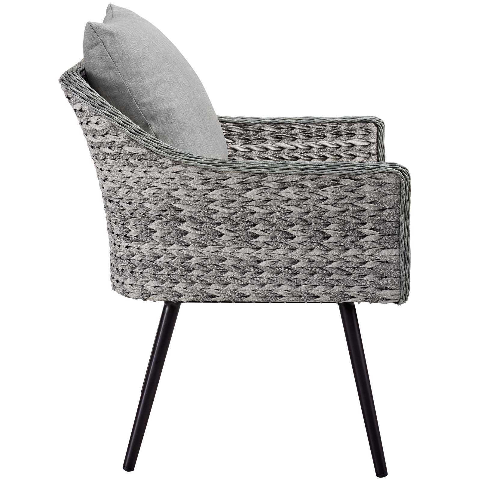 Modern Contemporary Urban Design Outdoor Patio Balcony Garden Furniture Lounge Chair Armchair, Rattan Wicker Aluminum Metal, Grey Gray - image 3 of 5