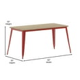 thumbnail image 5 of BizChair Commercial Indoor/Outdoor Dining Table with Umbrella Hole, 30" x 60" All Weather Brown Poly Resin Top and Red Steel Base, 5 of 10