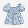 thumbnail image 3 of Vedolay Girls Summer Fashion Puff Sleeve Round Neck Solid Color Top,Navy 12-18 Months, 3 of 5