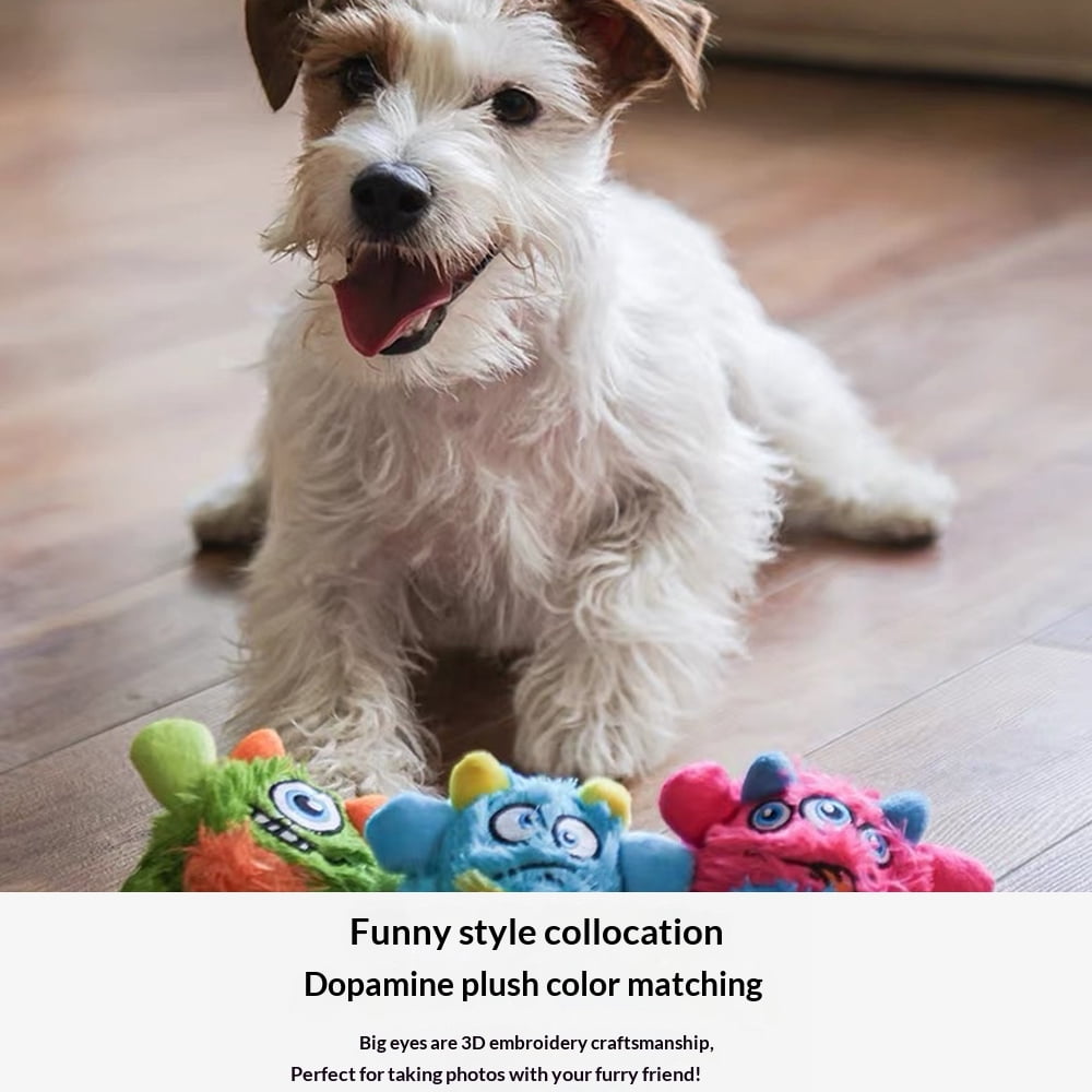 Mochoochoo Pet Chew Toys for Dogs - TPR Spike Ball Inside, Squeaker Interactive Bouncing Plush Toy for pet Teeth Cleaning, Puppy Teething & Play, Blue/Green, for Small Medium Dogs