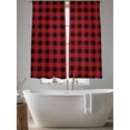 thumbnail image 4 of Black Red Sheer Curtains 63 inches Long 2 Panels Set Buffalo Plaid Checked Tiers Sheers Rod Pocket Small Window Short Curtains for Kitchen Cafe, Each 52" W x 63" L, 4 of 7