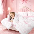 thumbnail image 4 of meiyoeat Pink Coastal Sketch Pattern 7-Piece Twin Bedding,Marine Navigation Theme Bedding Comforter Set For Girl,Reversible, 4 of 7