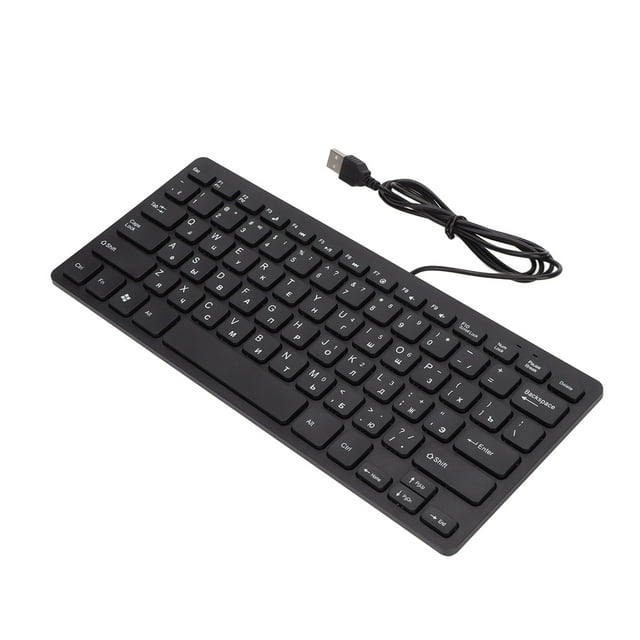 Small USB Wired Keyboard, 78 Key Mute Ultra Thin Wired Mini USB Interface Desktop Computer Language Keyboard