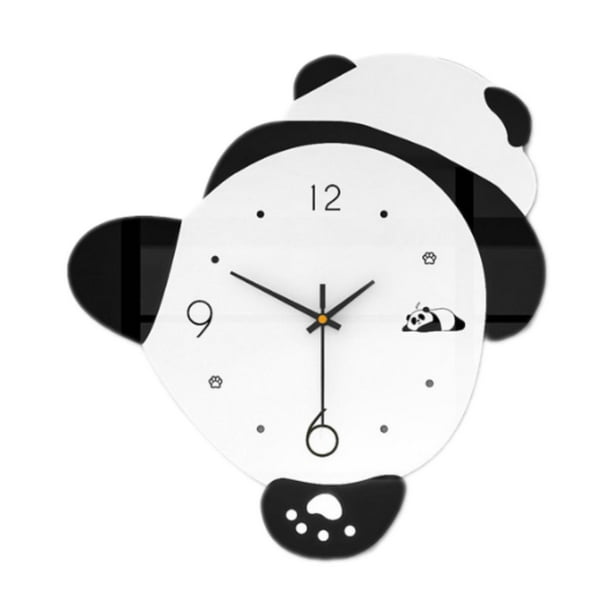 Reloj de pared con forma de panda, reloj de pared grande, reloj de pared silencioso, reloj de pared grande para M