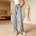 thumbnail image 6 of HomeDM Lounge Pants for Women Straight Leg Drawstring Casual Trousers Gray Athletic Work Pants with Pockets Size XL, 6 of 8