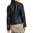 thumbnail image 2 of Women's Faux-Leather Zip-Detail Moto Jacket Black S, 2 of 2