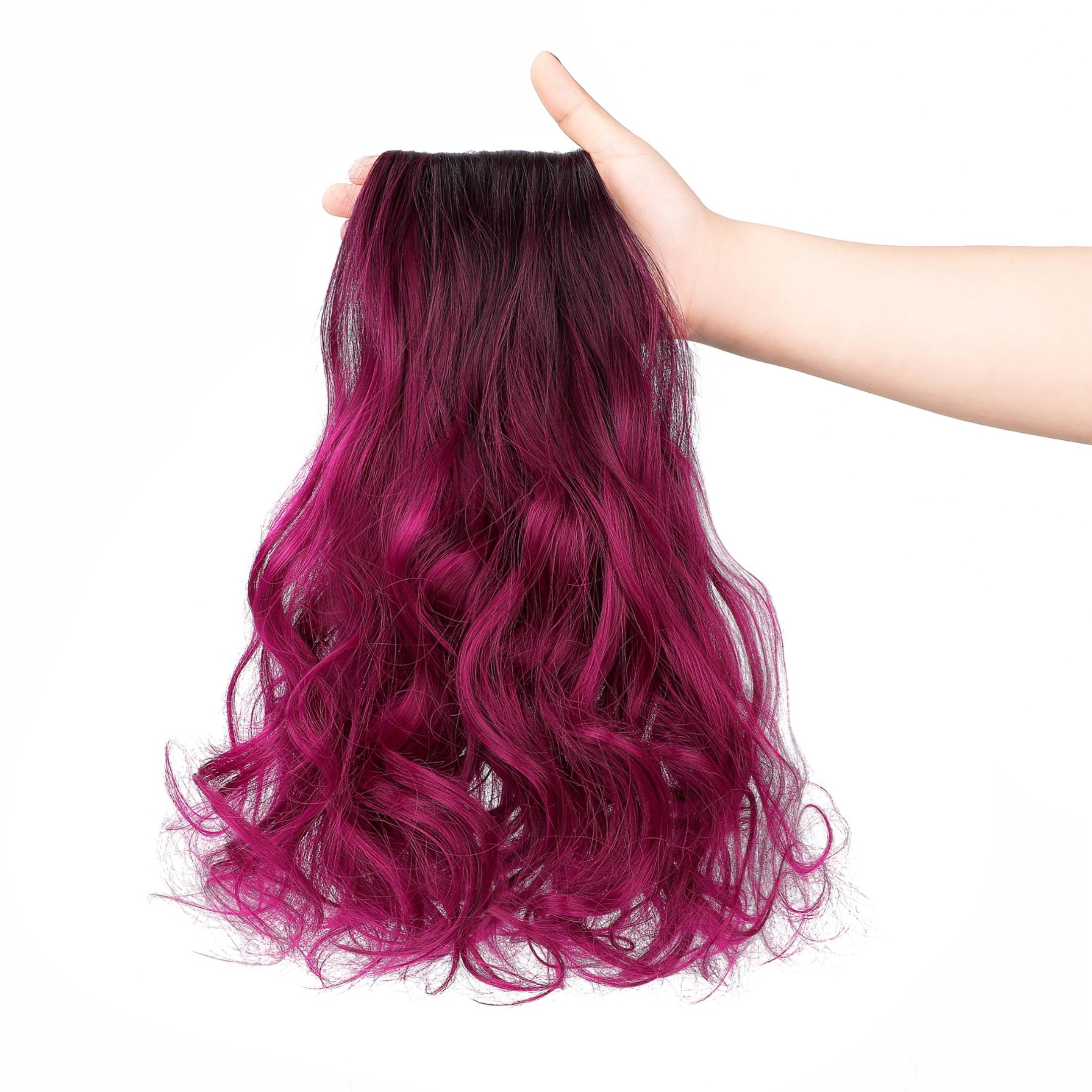 Qlenkay Clip in Hair Extensions Synthetic Hair 7 pcs Double Weft Long Wavy Straight Hair Extension for Women