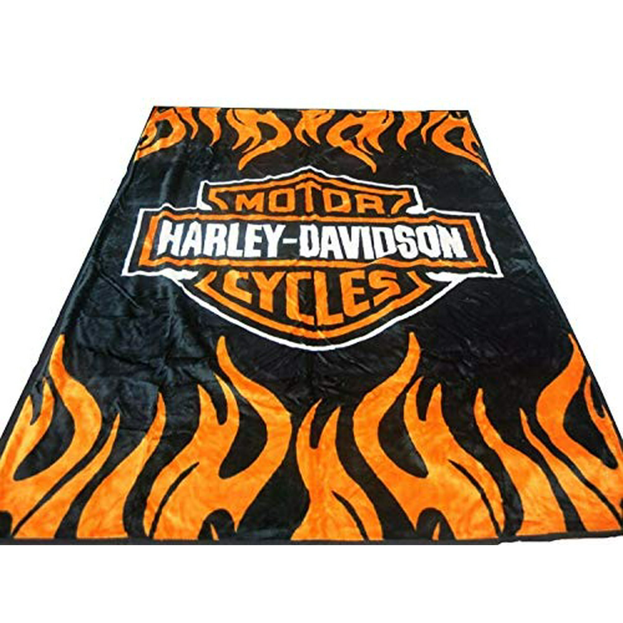 Super Soft Plush Classic Black Harley Davidson Blanket/Throw Full