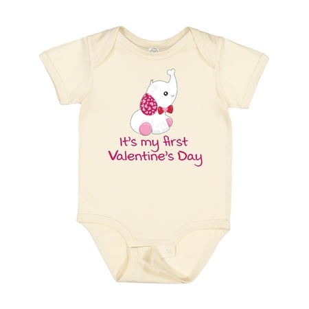 

Inktastic Valentine s Day Pink & White Elephant with Red Bowtie Gift Baby Boy or Baby Girl Bodysuit