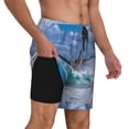 thumbnail image 2 of Naloa Lighthouse in Havana Print Men Swim Trunks with Compression Liner ,Board Shorts,Men's Swim Shorts with Drawstring and Elastic Waistband-XX-Large, 2 of 6