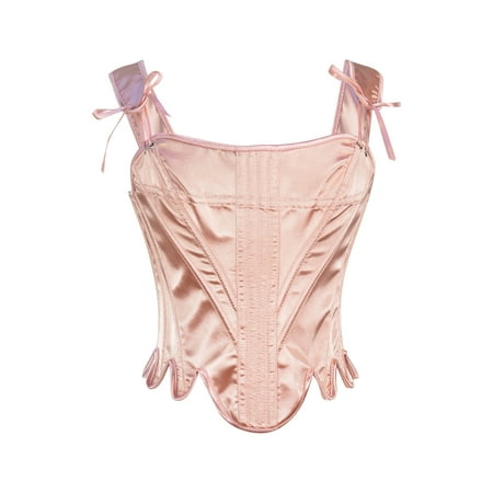 Women Vintage Floral Corset Top Renaissance Lace Up Underbust Bustier Vest Court Style Flower Embroidery Boned Overbust Rococo Cropped Tank Tops Clearance Elegant Baroque Corset Overbust Lingerie