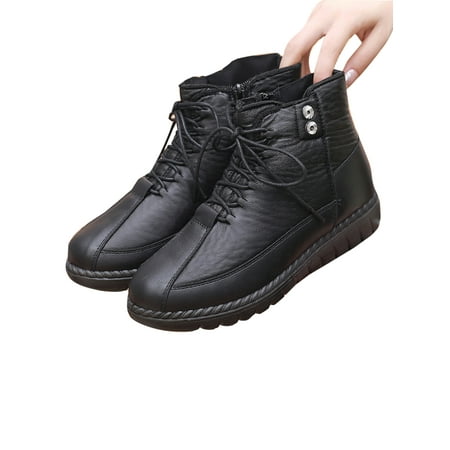 

Gomelly Womens Winter Shoes Plush Lining Ankle Boot Soft Sole Snow Boots Comfy Comfort Shoe Walking Cold Weather Short Bootie Black 5