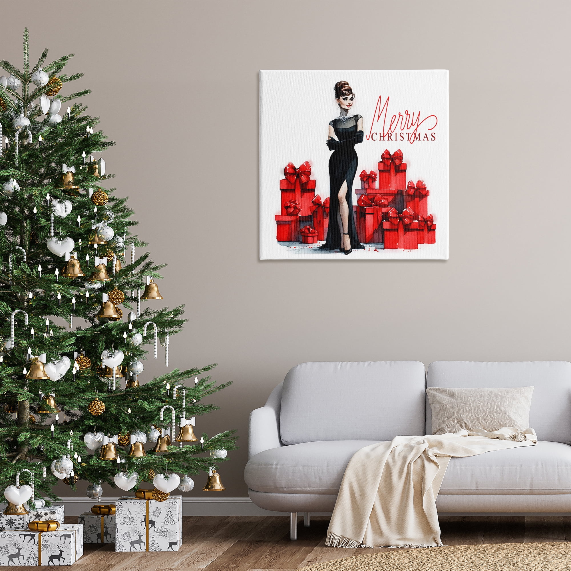 Stupell Industries Trendy Merry Christmas Holiday Painting Gallery Wrapped Canvas Art Prints Wall Art, 36 x 36