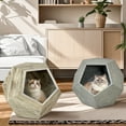 thumbnail image 5 of 25.98" Cat House as Side Table, Cat Home Nightstand, Modern Pet Furniture Cat Kennel, Colored Flower Oak, 5 of 8