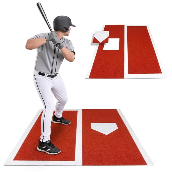 GoSports Baseball / Softball Turf Batting Mat - 6 ft x 5.5 ft Switch Hitting Design with Reversible Home Plate