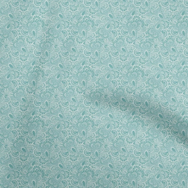 oneOone Rayon Turquoise Blue Fabric Asian Paisley Sewing Craft Projects Fabric Prints By Yard 56 Inch Wide