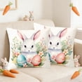 thumbnail image 4 of SIYTUAU Easter Pillow Cover With Rabbit And Egg Print For Home Decoration Cushion Cover Soft Linen Material For Sofa Bed D, 4 of 7