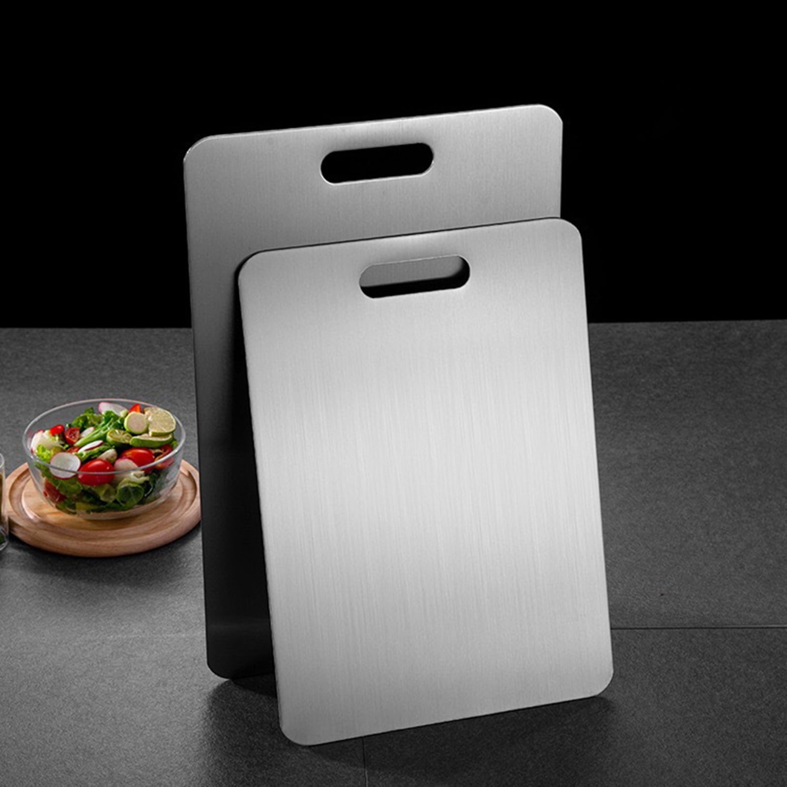 Homelife Double Sided Cutting Board for Kitchen Quick Thawing Crack Resistance Cutting Board Stainless Steel Chopping Board for Meats Fruits Vegetables
