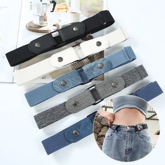 5 Piece No Buckle Elastic Waist Belt Set, Adjustable Waist Belts for Jeans and Pants, TIKA