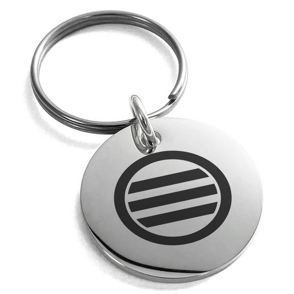 Tioneer Stainless Steel Kikkawa Samurai Crest Engraved Small Medallion Circle Charm Keychain Keyring For Unisex 25mm