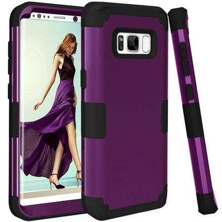 Samsung Galaxy S8 case, PIXIU Shockproof Hybrid High Impact Hard Plastic+Soft Silicon Rubber Armor best cases for galaxy s8 2017 Release Purple /