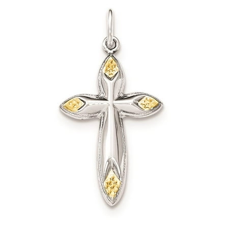 925 Sterling Silver & Gold-Tone Hollow Cross Charm Pendant