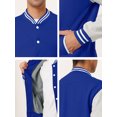 thumbnail image 5 of Chaqueta de béisbol Varsity para hombre, bloque de color, uniforme escolar, chaquetas de bombardero Letterman, azul medio, gris Unique Bargains Chaqueta, 5 of 5