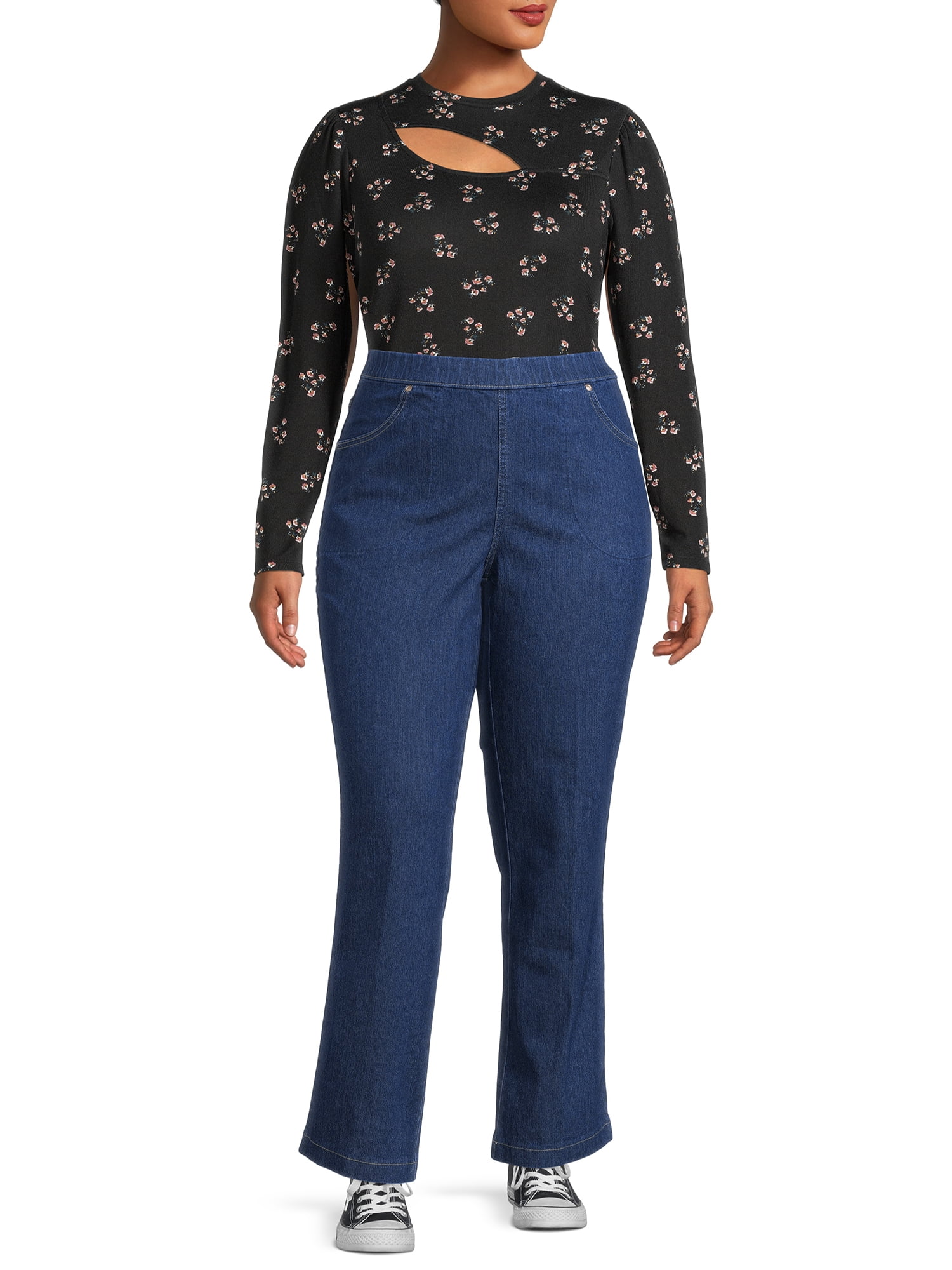 JMS Just My Size by Hanes Women's Plus Size 4 Pocket Bootcut Jeans, Single and 2-Pack