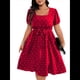 thumbnail image 2 of Vestido Elegante de Talla Grande con Lunares Retro, Cuello Cuadrado y Lazo en la Cintura para Mujer Rojo XL, 2 of 9
