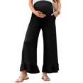 thumbnail image 4 of Solid Color Pregnancy Maternity Women Flared Wide Leg Casual Pants, 4 of 5