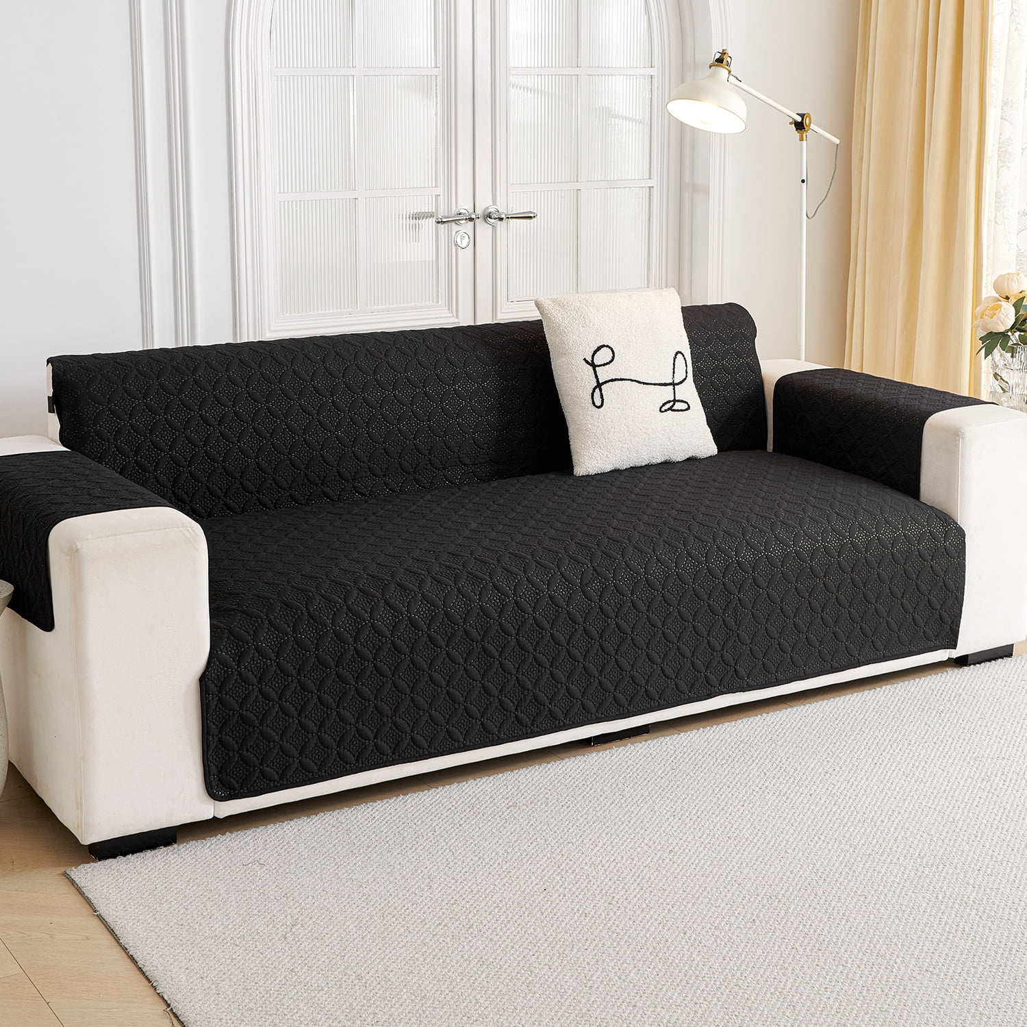 Loveseat Sofa Covers Sofa Cover for Couch,Washable Couch Cover with Non Slip and Elastic Straps,Sofa Slipcover Furniture Protector for Kids Pets(104"x76")