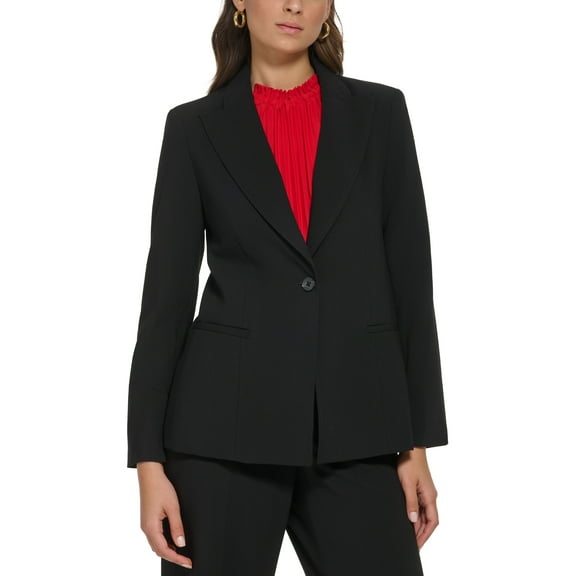 Petite Zipper-Sleeve One-Button Blazer Black 2P
