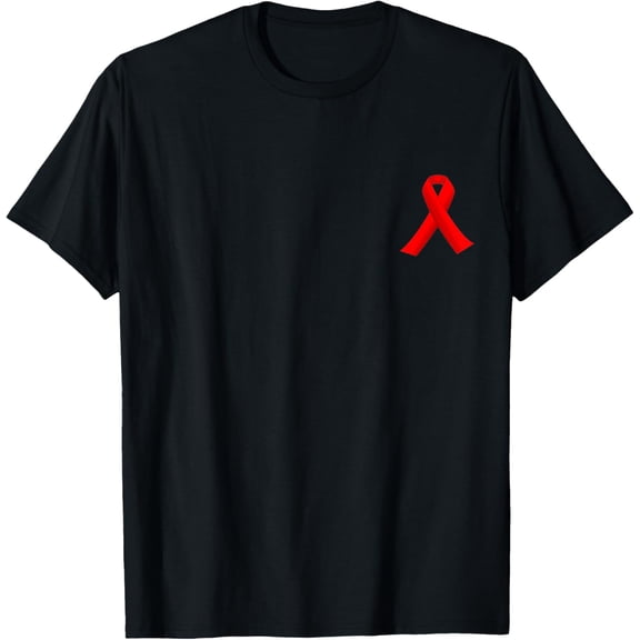 Front Print Small Red Ribbon Prevention Drug Abuse, HIV/AIDS T-Shirt