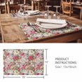 thumbnail image 3 of Placemats Set of 6, Pink Spring Floral Woven Placemat, Linen Place Mats for Kitchen/Dining Tables, Vintage Summer Botanical Washable Table Mats for Party, 3 of 8
