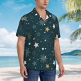thumbnail image 2 of KLL Men's Hawaiian Shirt Short Sleeve Button Down Beach Shirts-Christmas Snowflake, 2 of 5