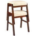 thumbnail image 3 of PU Vanity Stool Seat, Square Leather Makeup Bench with Wood Legs, Small Ottoman Stool Chair for Vanity, Padded Vanity Seat Footrest for Makeup Room, Living Room, Bathroom-BG, 3 of 9