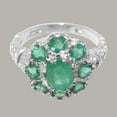 thumbnail image 5 of LBG British Made Solid 925 Sterling Silver Natural Emerald Womens Anniversary Ring - 33 size options - Size 12, 5 of 8