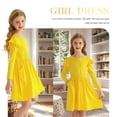 thumbnail image 3 of Actgleam Girls Ruffle Long Sleeve Dress Knit Cute Casual with 2 Pockets Dresses,Yellow,5-6Years, 3 of 9