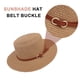thumbnail image 2 of Sombrero de paja de 56-58 cm de circunferencia con parte superior plana, para mujer, parasol de verano, sombrero de copa con hebilla de cinturón, sombrero para el sol de playa junto al mar, 2 of 5
