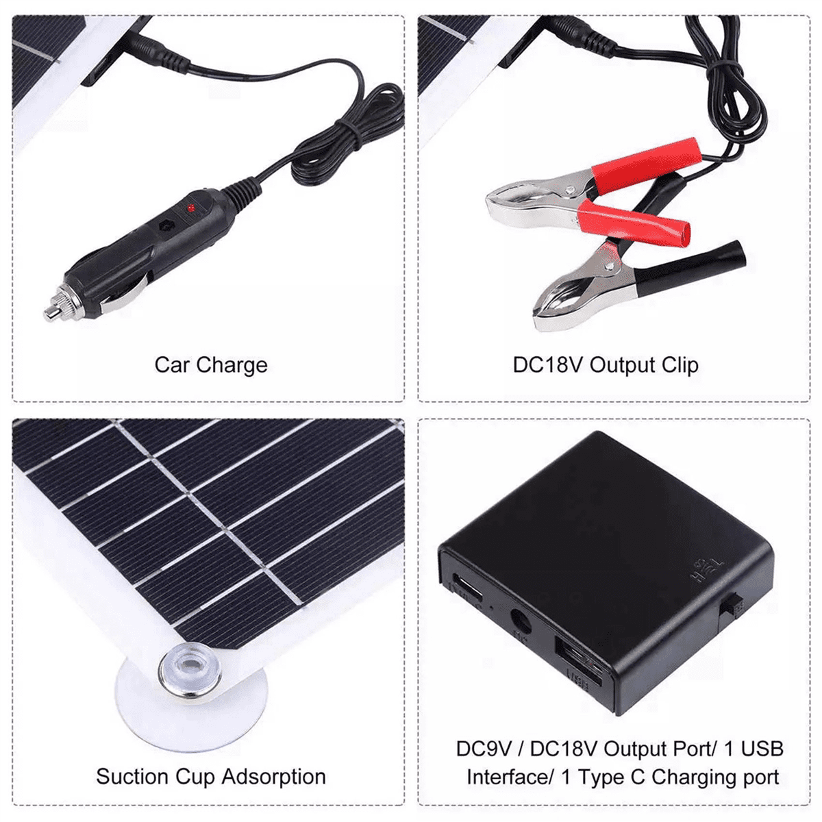 2X 300W Solar Panel 12V 5V Dual USB Controller Waterproof Monocrystalin Solar Cells Battery Charger -100A