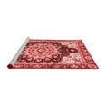 thumbnail image 2 of Ahgly Company Machine Washable Indoor Round Geometric Red Traditional Area Rugs, 4' Round, 2 of 4