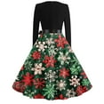 thumbnail image 4 of Christmas Dresses for Women Women's Fashion Round Neck Casual Slim Christmas Printed Long Sleeve Dresses with Square Collar for Christmas Party,Army Green,L, 4 of 4
