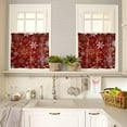 thumbnail image 4 of Christmas Snowflake Kitchen Curtains and Valances Set, Red Gold Watercolor Decoration Rod Pocket Window Valance 18 Inch Window Curtain Panels for Living Room Bedroom Laundry, 27.5x36in, 3 Pieces, 4 of 7
