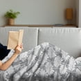 thumbnail image 3 of Dahlia Soft Flannel Fleece Blanket, Soft Toned Bloom Petals Motifs Floral Stems Essence Retro Flourish Design, Cozy Plush for Indoor and Outdoor Use, 50" x 70", Pale Grey and White, by Ambesonne, 3 of 5
