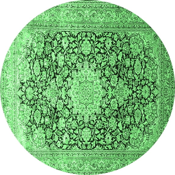 Ahgly Company Indoor Round Medallion Emerald Green Traditional Area Rugs, 5' Round