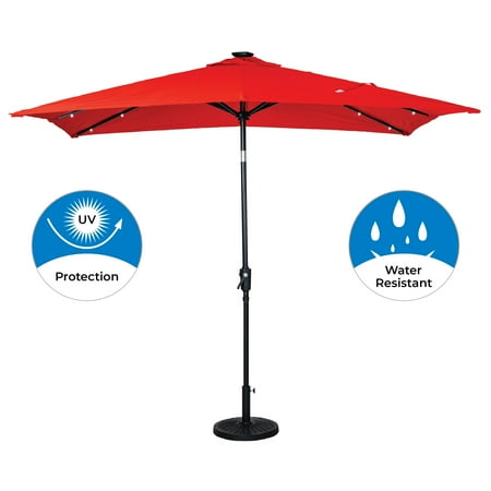 Sun Ray - 9'x7' Rectangular Solar Lighted Umbrella - Royal Blue