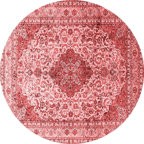 Ahgly Company Indoor Round Medallion Red Traditional Area Rugs, 8' Round