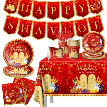 

Happy Shavuot Supplies-142pcs Shavuot Tableware Se